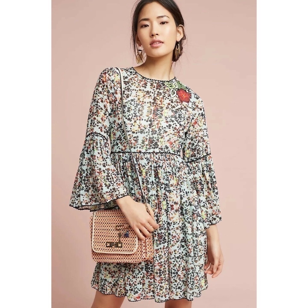 Anthropologie BHANUNI by JYOTI Libra Embroidered Tunic Dress Floral Size‎ 2